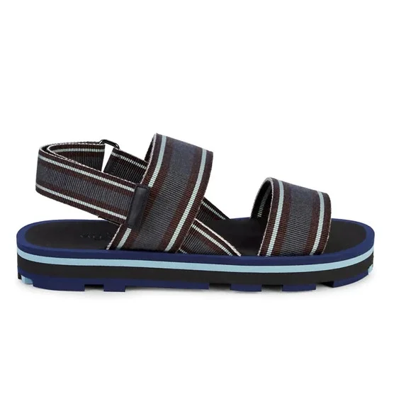 NIB $675 Valentino Grip-Tape Slingback Canvas Gray Sandals 8 US (41 Euro)